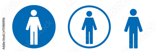 人物ピクトグラム　直立シルエット　丸囲みアイコン　全身セット