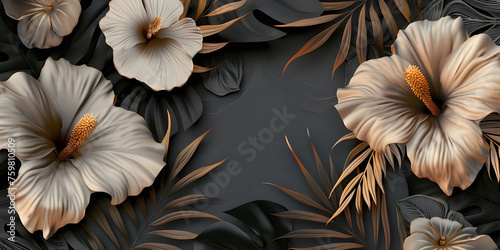 3D illustration of abstract background with Flowers  floral background - Ai generated