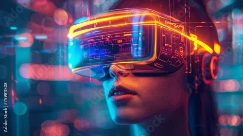 Futuristic abstract background showcasing the convergence of augmented reality virtual reality and artificial intelligence technologies.