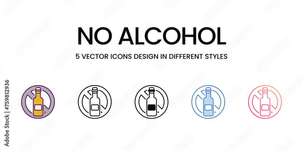 No Alcohol icons set vector illustration. vector stock,