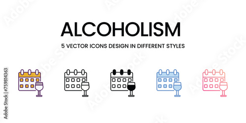 Alcoholism icons set vector illustration. vector stock,