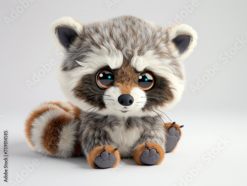 A squishy plush toy with a cute raccoon character. Has a soft surface and is loved by children.