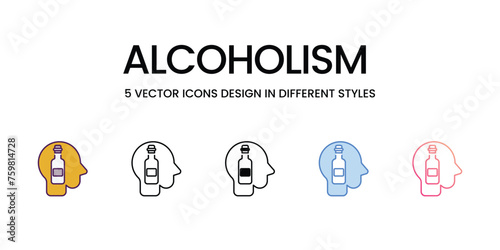Alcoholism icons set vector illustration. vector stock,