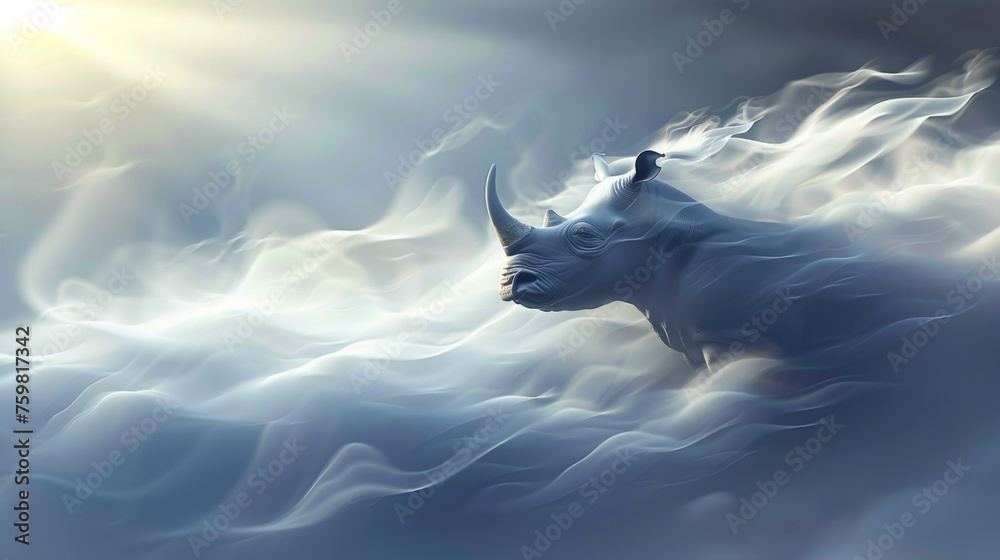 Majestic Rhinoceros-Shaped Clouds in Golden Hour Light Gen AI
