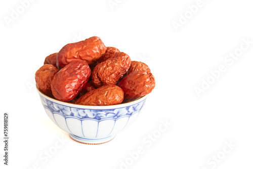 dried Jujube fruit or Chinese red dates isolated on white