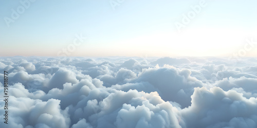 Beautiful aerial view above clouds with blue sky - Ai Generated
