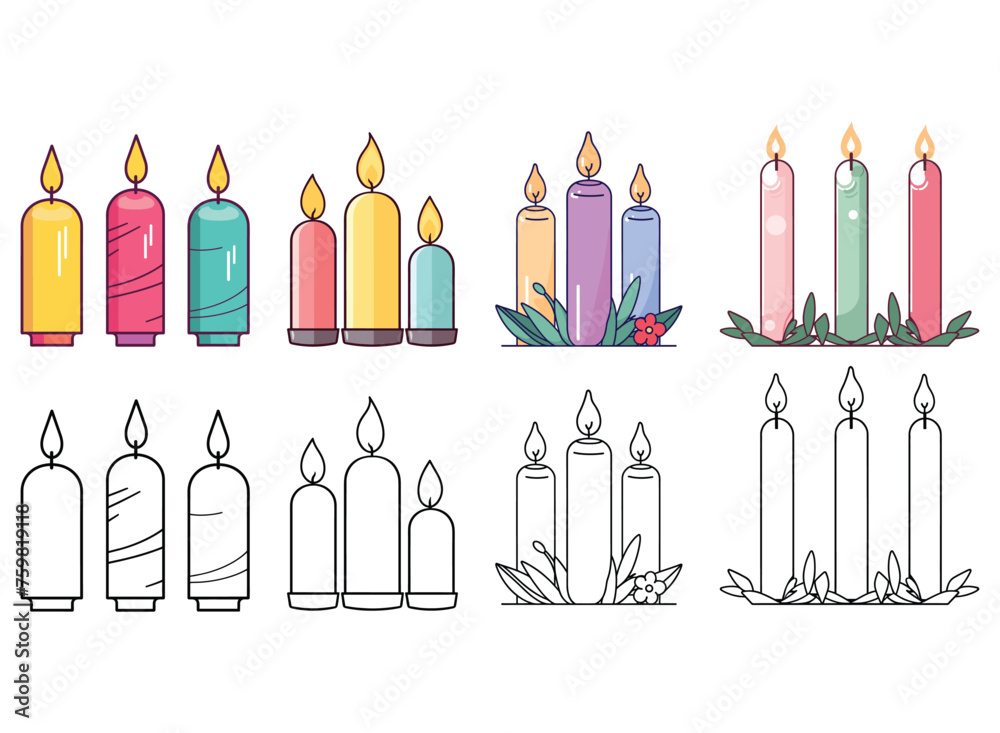 Easter candle coloring page and illustration.