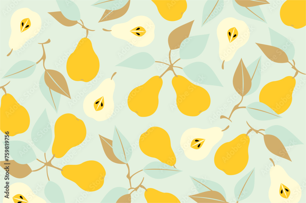 Pears with leaves pattern