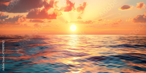 Beautiful sunset over a tropical beach, Beautiful sunset over the sea - Ai Generated