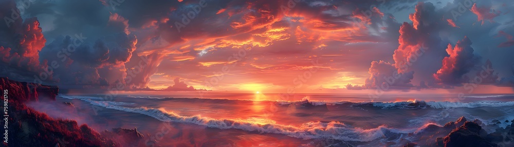 Fiery Seascape at Dawn