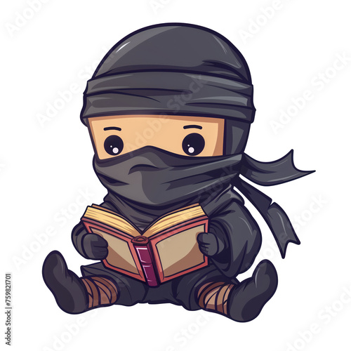 Young ninja reading a book