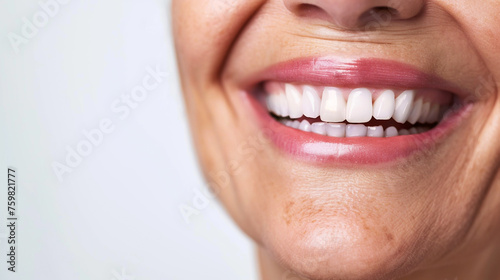 A woman with a big smile on her face, showing off her teeth
