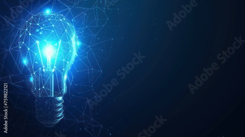 digital idea light bulb on dark background