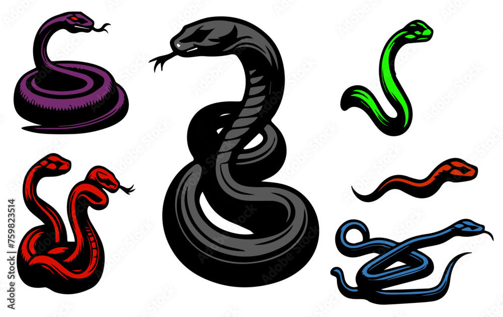Obraz premium silhouette black and colorful snake
