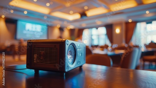 Professional projector ready for business presentation in conference room