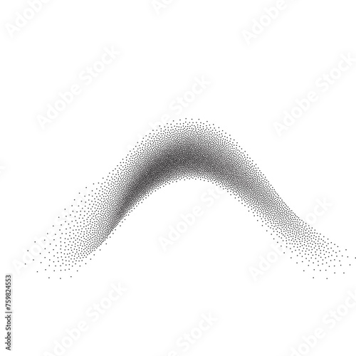 Dot grain noise gradient spray pattern background. Abstract brush strokes with sand texture. Painting dotted stipple lines, grainy effect, vector illustration isolated on white background
