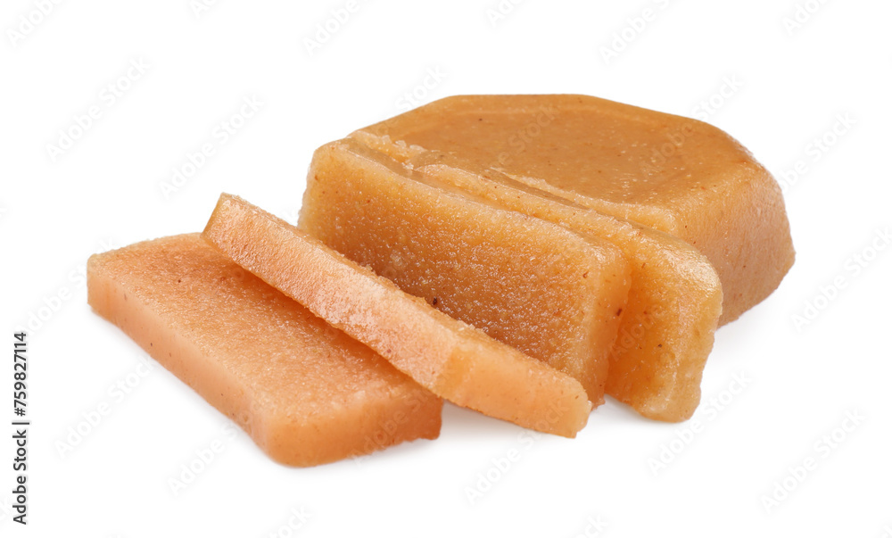 Delicious sweet quince paste and isolated on white Delicious sweet quince paste and isolated on white