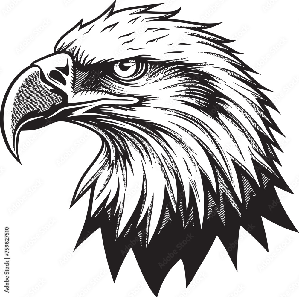 Eagle Head vector black and white