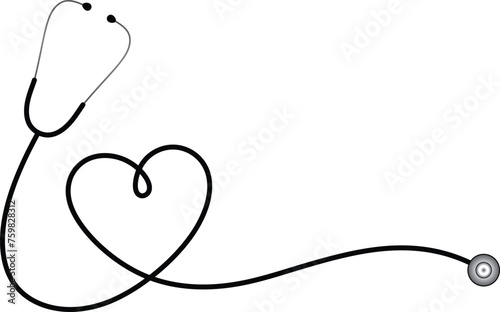 Stethoscope with line art style EPS 10