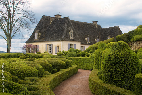 Schilderij op canvas Buxus sempevirens, Buis,  Les jardins suspendus, chateau de Marqueyssac, 24, Dor