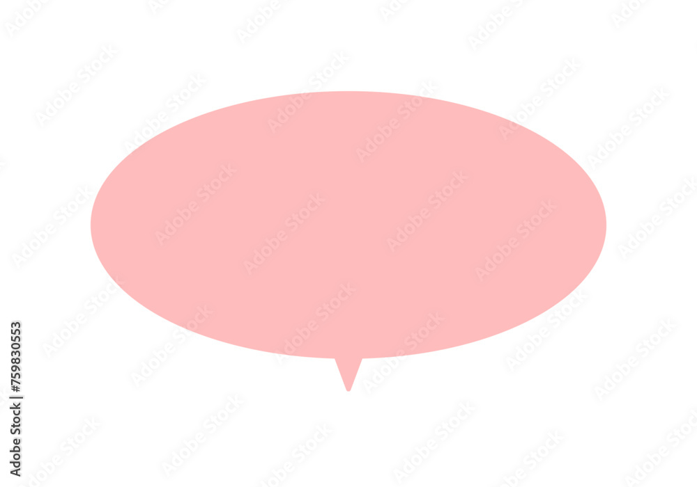ピンク色の横長の丸い吹き出し - おしゃれでかわいい楕円形のフレーム素材