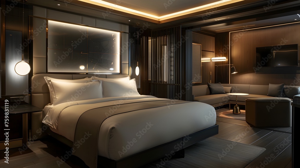 Customizable Luxury A Modern Hotel Room with Personalized Lighting Systems Customizable Luxury A Modern Hotel Room with Personalized Lighting Systems