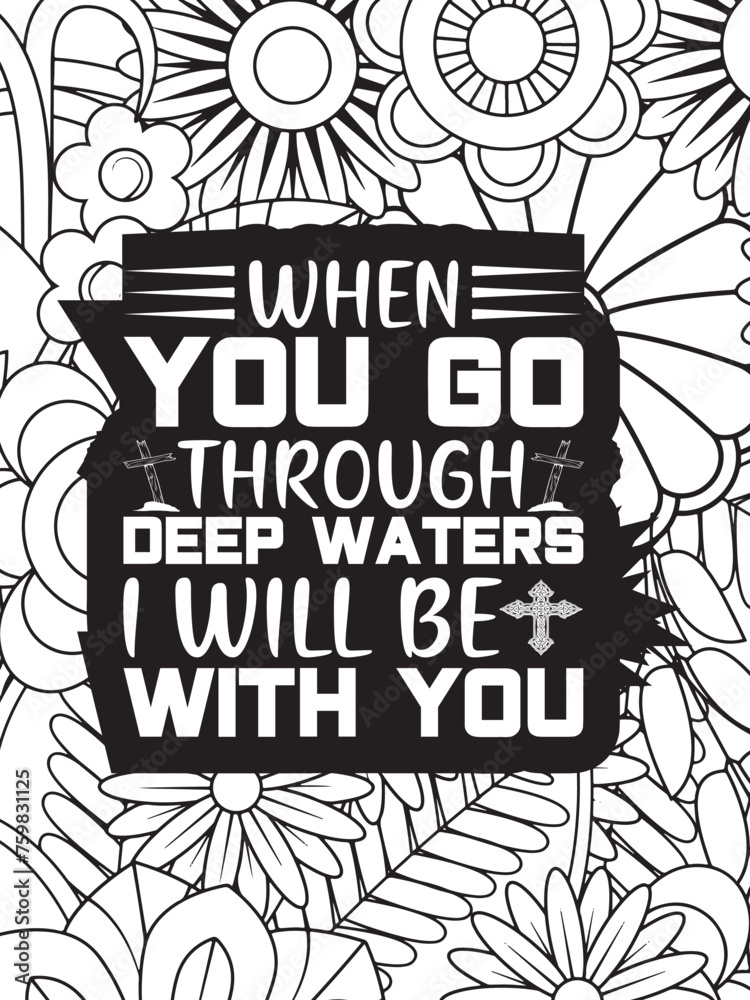 Christian Jesus Quotes Flower Coloring Page Beautiful black and white illustration for adult coloring book Christian Jesus Quotes Flower Coloring Page Beautiful black and white illustration for adult coloring book