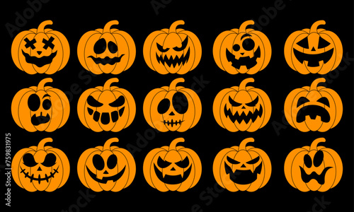 set of halloween pumpkins 