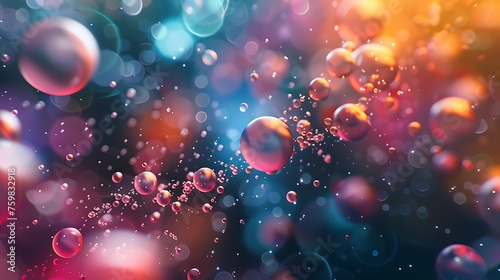 a cluster of linked colorful particles