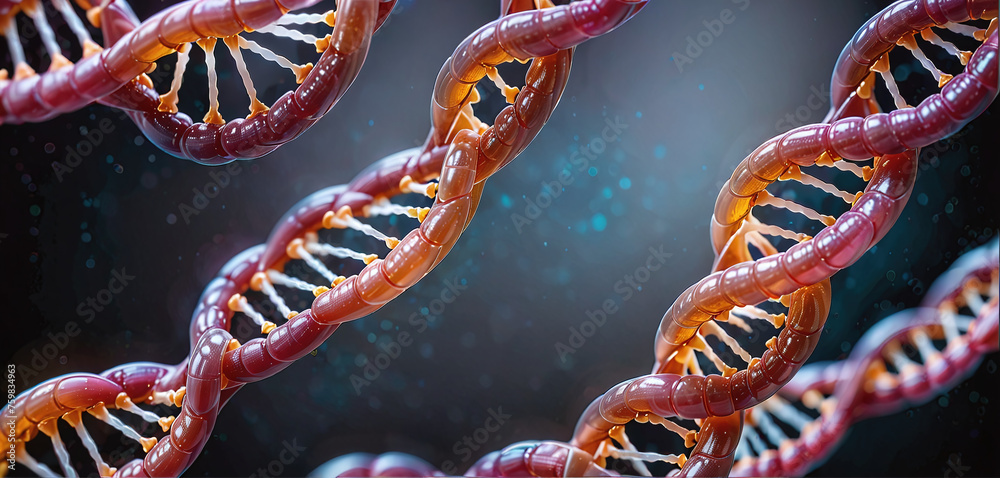 Fototapeta premium Colorful DNA gene helix spiral molecule structure