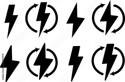 Flash lightning bolt icon. Electric power icon. Power energy symbol. Replaceable vector design.