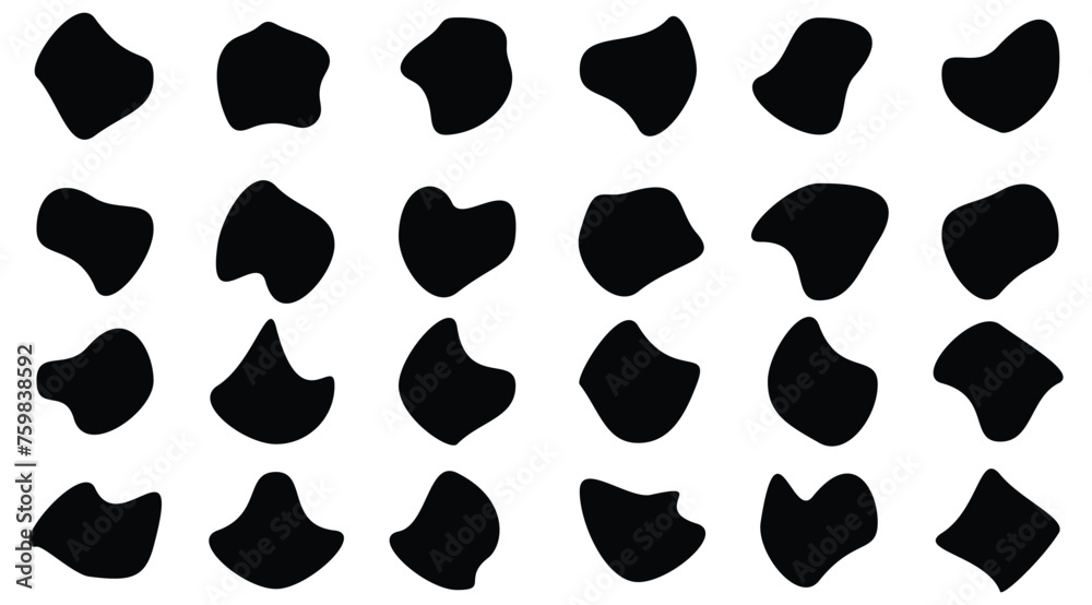 Fototapeta premium Blob shape organic, red blob vector illustration set. Collection from abstract forms for design and paint. Liquid silhouette drop in modern style. 