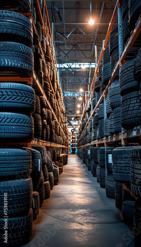 Auto tire storage warehouse with industrial racks