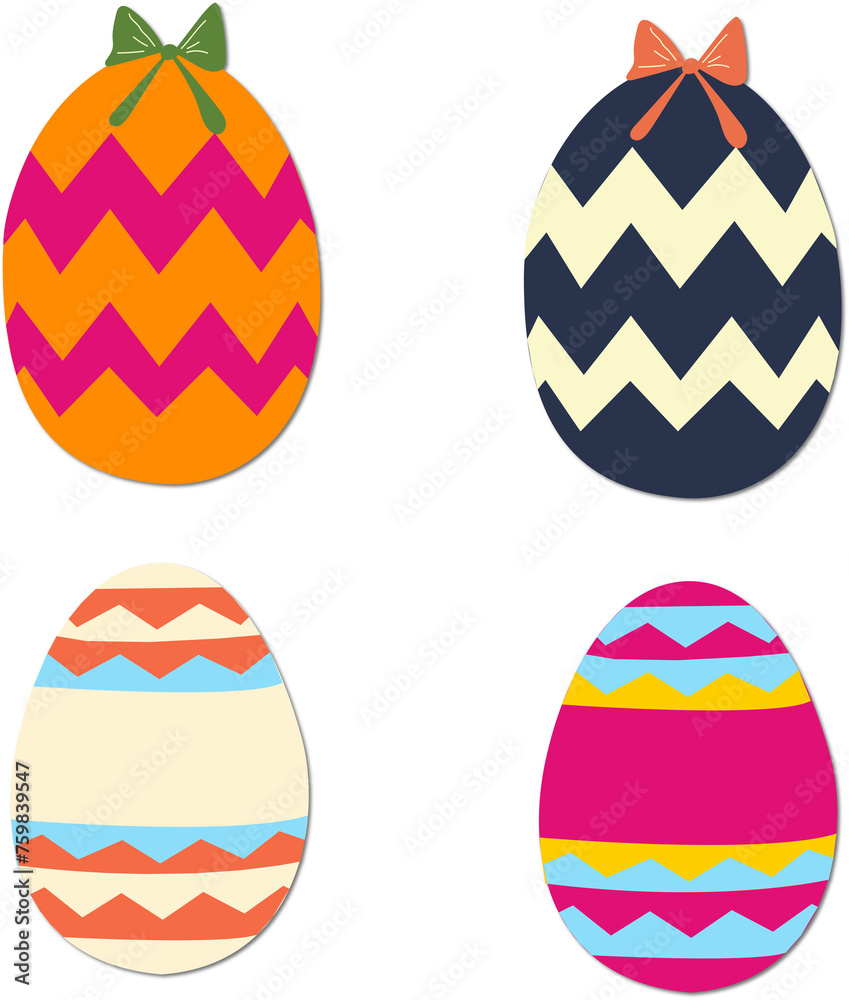 illustration of a set of colored eggs. Spring holiday, Easter.