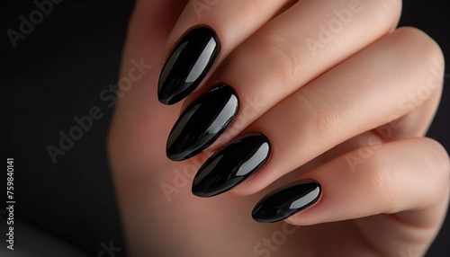 Elegant black stiletto nails glossy finish