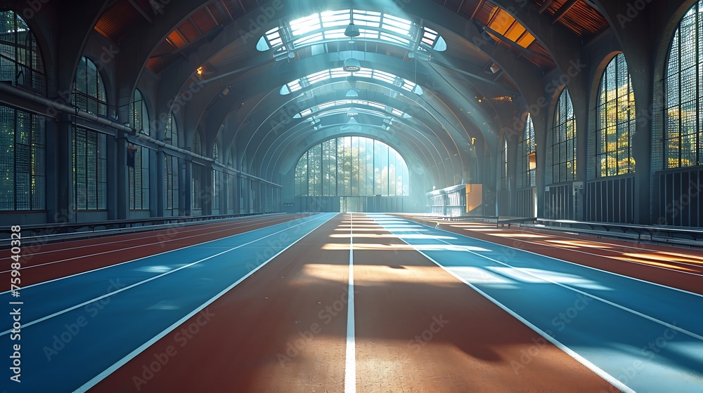 Shot Of A Running Track In The Shade From The Sun Background indoor outdoor