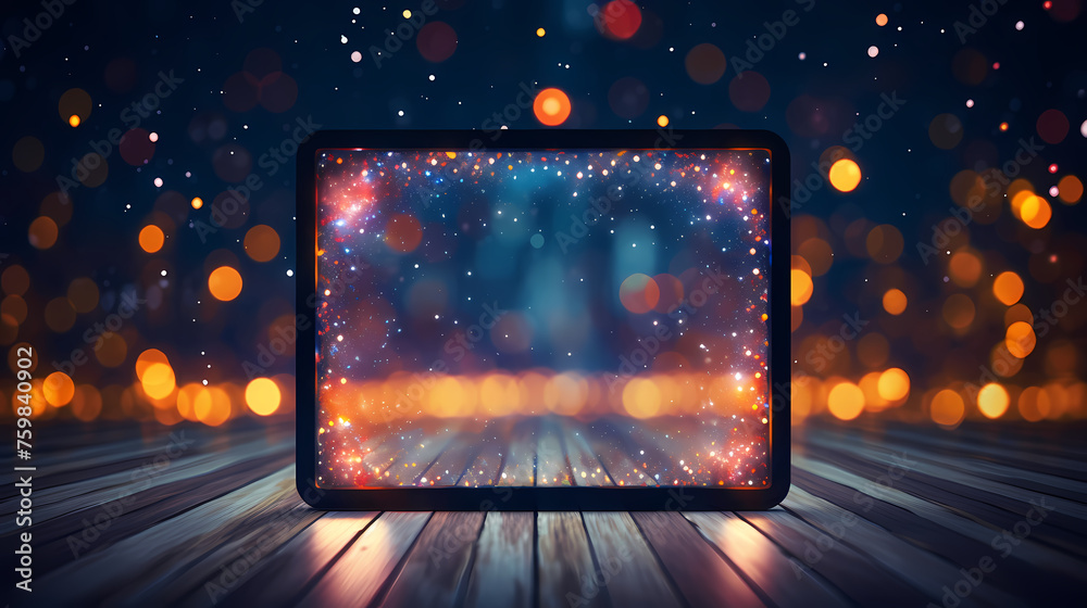 Obraz premium Decorative lights frame, holiday decoration background