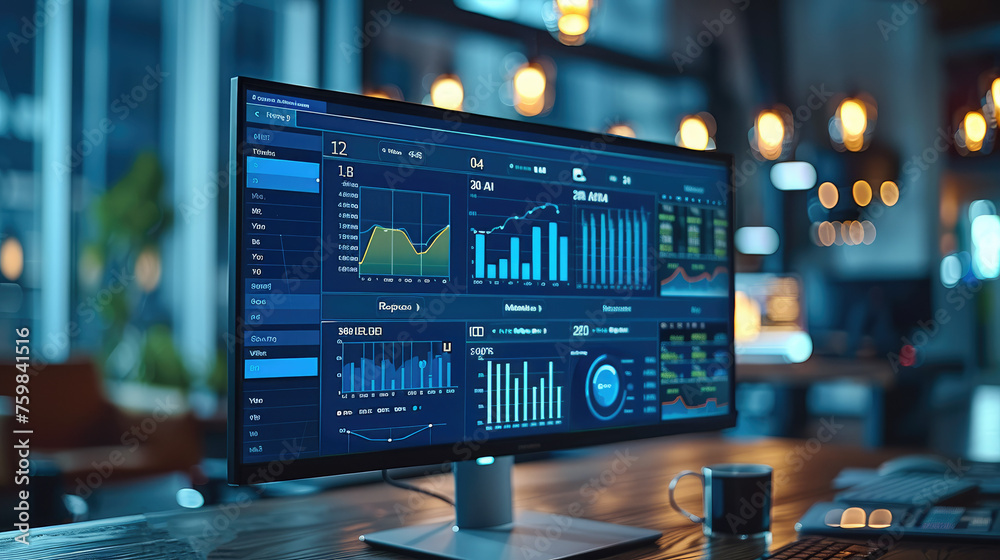 Business results evaluation, The systems to strategic business planning concept, Professional key performance indicator metrics dashboard for sales. Generative AI. Business results evaluation, The systems to strategic business planning concept, Professional key performance indicator metrics dashboard for sales. Generative AI.