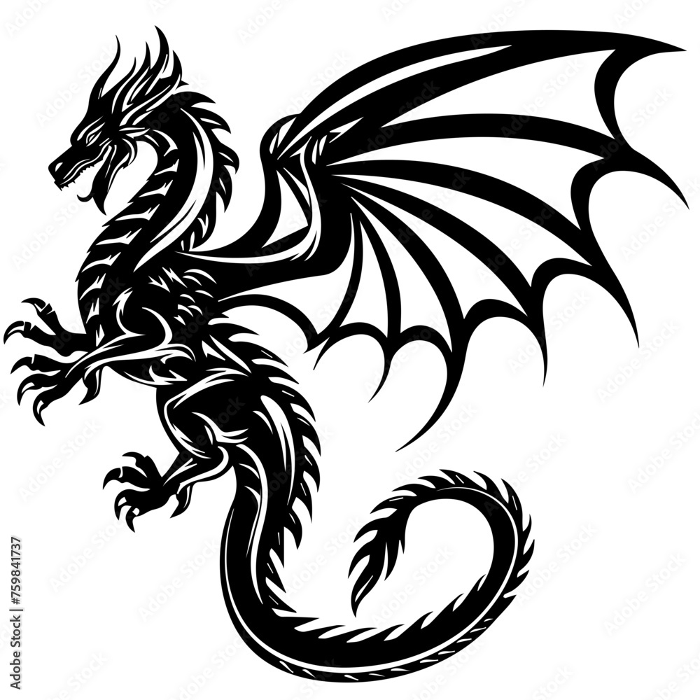 Flying Dragon Black Vector Illustration Flying Dragon Black Vector Illustration