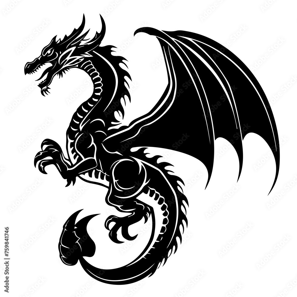 Flying Dragon Black Vector Illustration Flying Dragon Black Vector Illustration