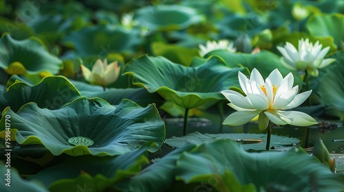 lotus lily Nymphaea pubescens opening,generative ai,  photo