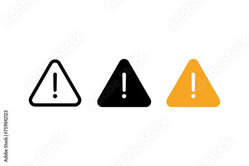 Caution alarm set. Caution sign. Danger sign collection, attention vector icon, yellow, red and black fatal error message element