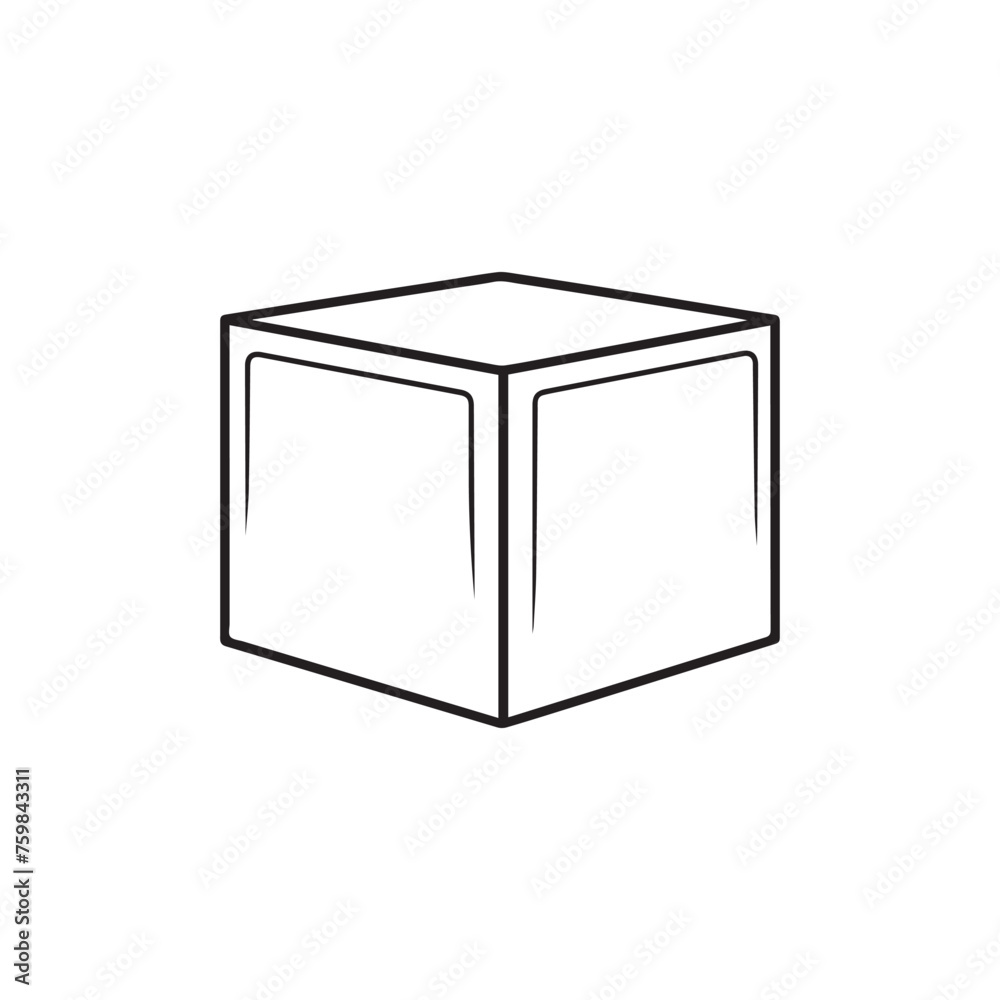 Box icon. Outline icon on white background. Vector illustration Box icon. Outline icon on white background. Vector illustration