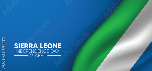 Sierra Leone Independence Day 27 April waving flag vector poster photo