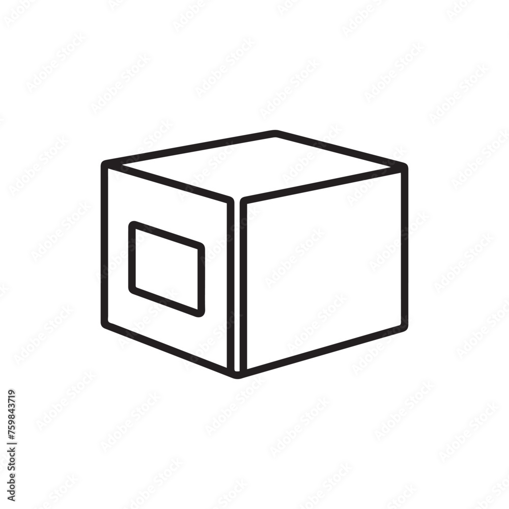 Box icon. Black icon on white background. Vector illustration Box icon. Black icon on white background. Vector illustration