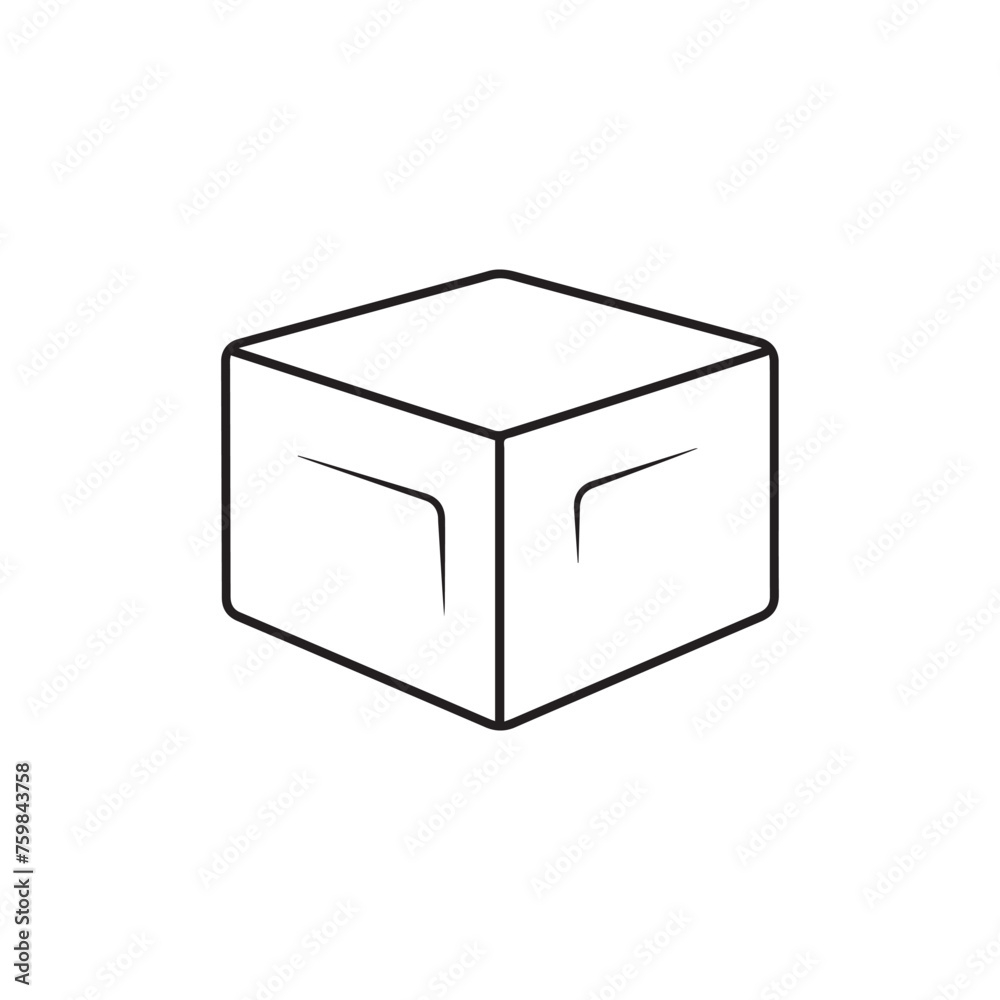 Box icon. Outline icon on white background. Vector illustration Box icon. Outline icon on white background. Vector illustration