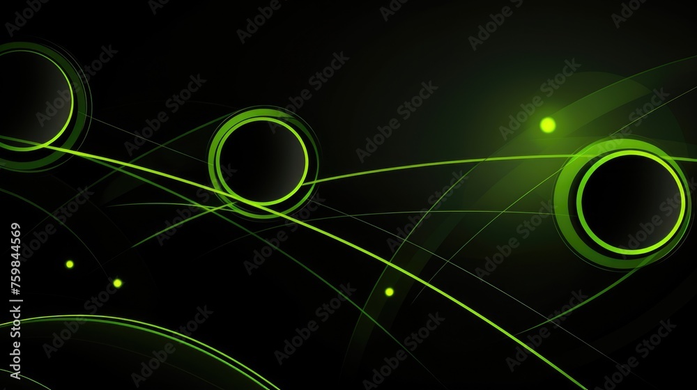 Velvety darkness is sliced by the vibrant neon green curves, creating a dynamic interplay of light and shadow that exudes a sense of depth and movement.