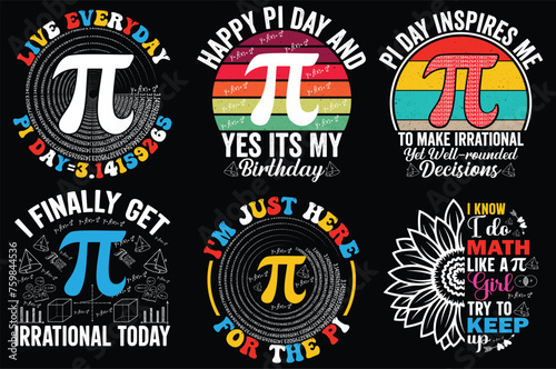 Happy Pi Day Retro Vintage Bundle T-shirt design