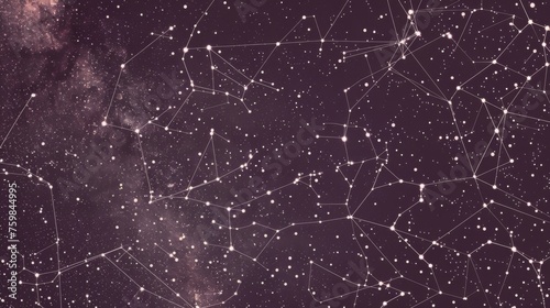 This image presents a mesmerizing view of cosmic constellations, with interconnected lines and dots creating an intricate network that mimics the complexity of the starry night sky.