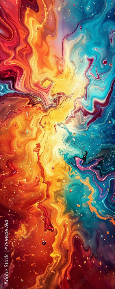 Fototapeta premium Close-up of Earth during Solar Storm in Colorful Surrealist Style Gen AI